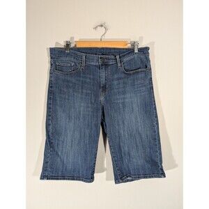 Levi's Womens Blue Mid Rise Denim Bermuda Jean Shorts Sz‎ 32 Streetwear Y2K